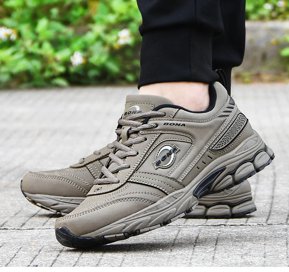 BONA/ мужские летние повседневные кроссовки для бега; кожаные кроссовки; Zapatillas; спортивная обувь; мужские Прогулочные кроссовки; удобные мужские кроссовки