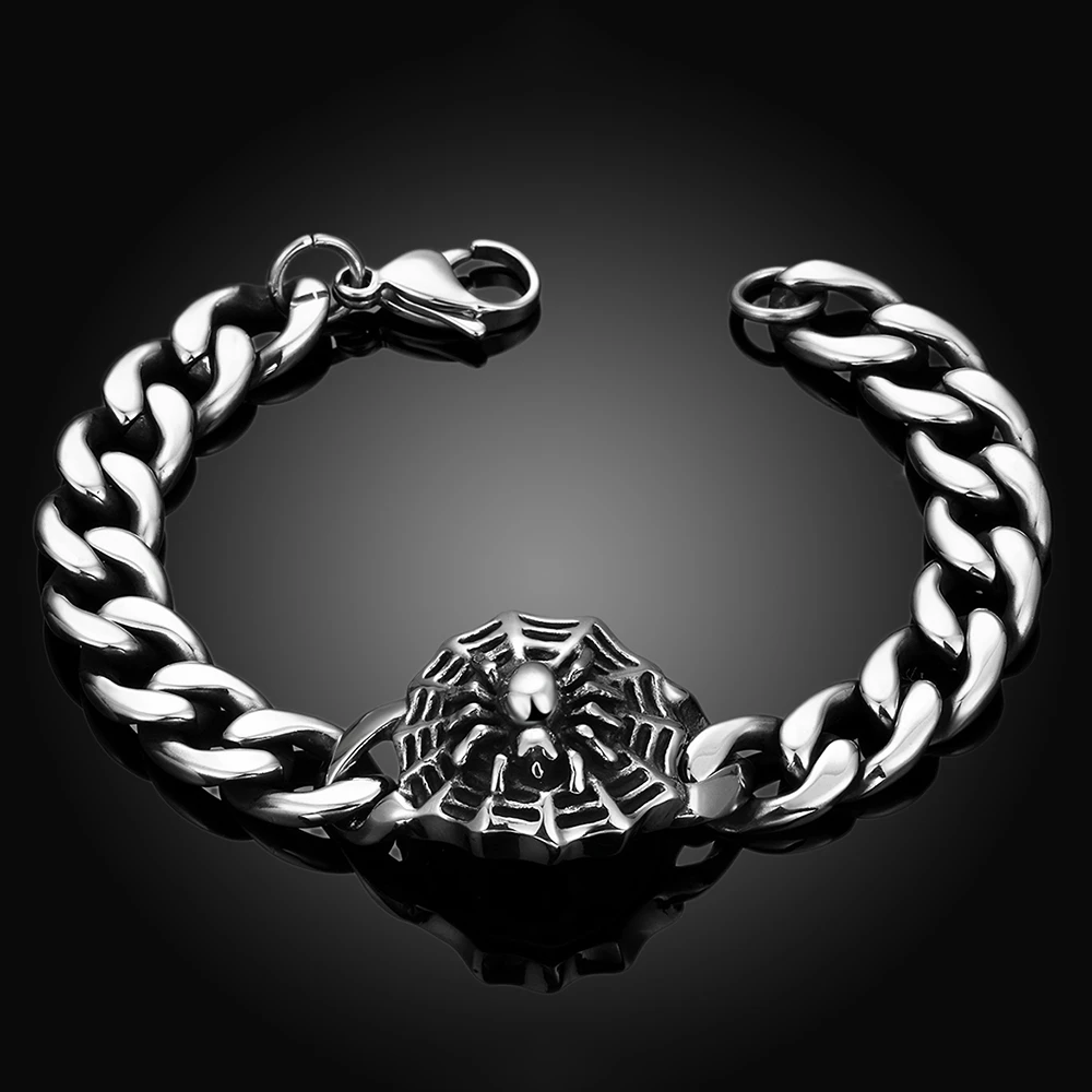 Vemany Men's 316L Stainless Steel Bracelet Retro Chain Punk Rocker Spider Mens Fashion Jewelry | Украшения и аксессуары