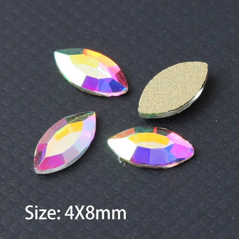 Horse eye-F 4X8mm Горячая Распродажа кристаллические Нейл-арт, стразы 31 стилей красивые стразы crystal Stone 30/100 шт для 3D украшение для ногтей - Цвет: Horse eye-F 4X8mm