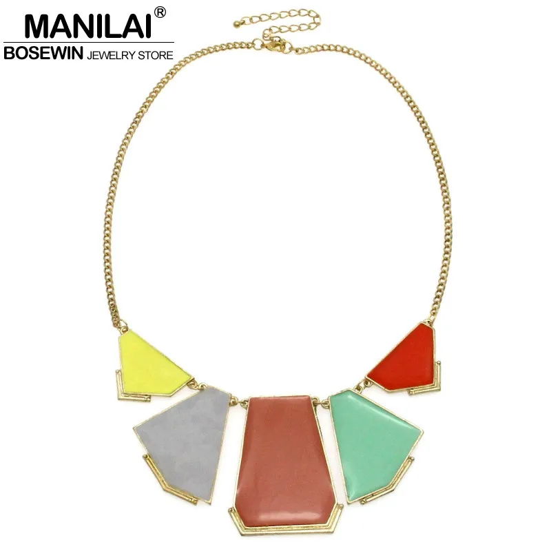 MANILAI многоцветное колье с кулоном геометрической формы длинное массивное