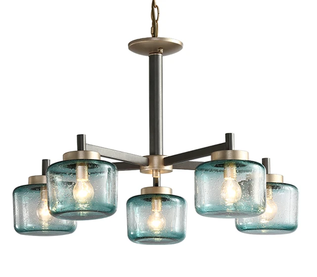5 light D70 H36cm Современный градиентный синий/прозрачный стеклянный абажур E14 светодиодная люстра металлическая светодиодная подвесная люстра светильник ing светильник для гостиной Lamparas - Цвет абажура: 5 light D70 H36cm