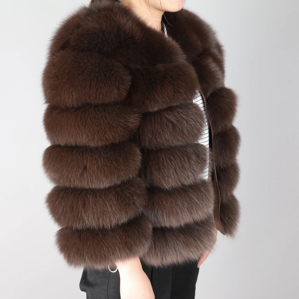 Maomaokong2019 new winter Jacket women's thick fur coat Real fox leather jacket High quality fox coat round neck Warm coat