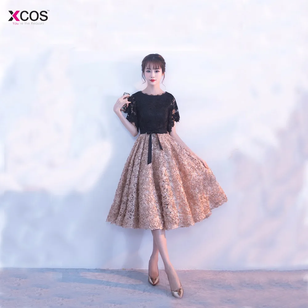 Vestido de festa новинка 2018 короткое платье для выпускного вечера черное с кружевом