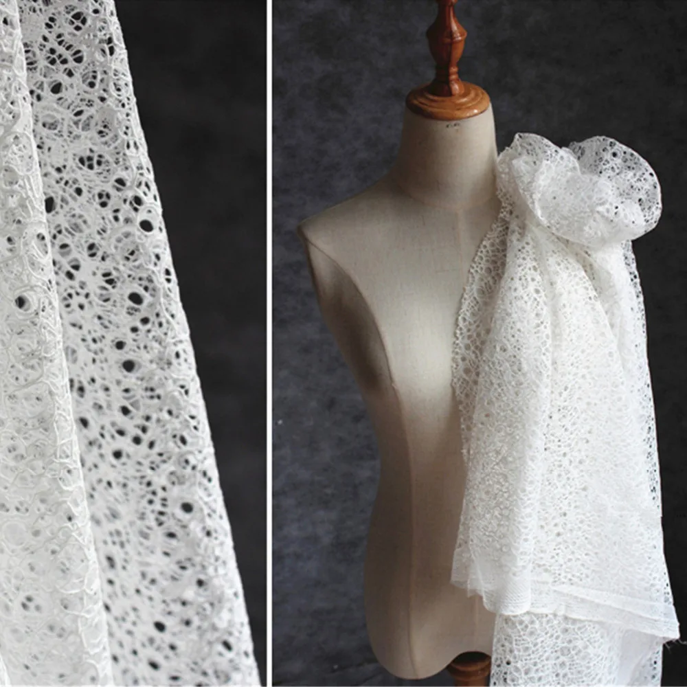 50*150 см выдолбленные Кружева текстура сетка тюль ткань одежда чистая хлопок