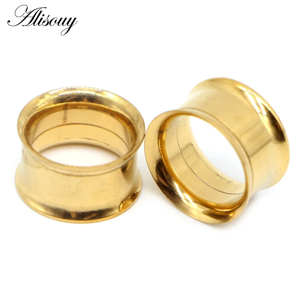 79d Gold Alisouy 2 шт. Сталь красочный анодированный внутренняя нить штанга Ушная, винтовая вставка для туннелей тоннели для ушей расширитель для тоннелей - Окраска металла: 79d Gold