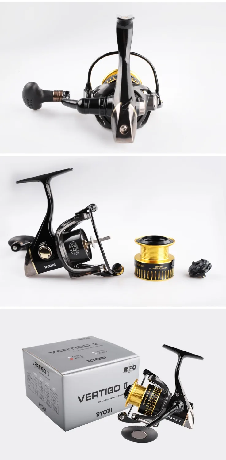 RYOBI VERTIGO II 6+ 1 спиннинговые Рыболовные катушки 2000/3000/4000 6+ 1BB Передаточное отношение 5,1: 1/5. 0:1 Максимальное сопротивление 2,5 кг~ 5,0 кг катушка для ловли карпа