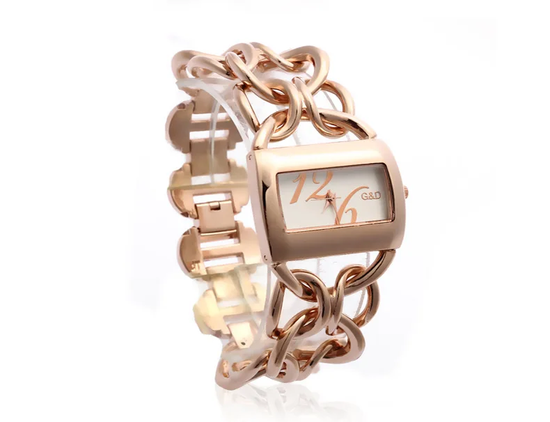 Часы наручные женские кварцевые простые брендовые роскошные золотистые с