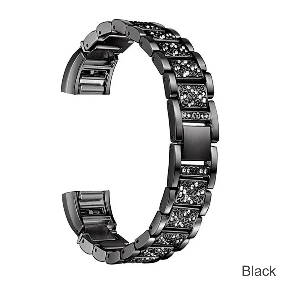 Black Essidi для женщин и девочек, умный Браслет, ремешок для Fitbit Charge 3, фитнес-часы, ремешок из нержавеющей стали, сменный для зарядки 3, металлический - Color: Black
