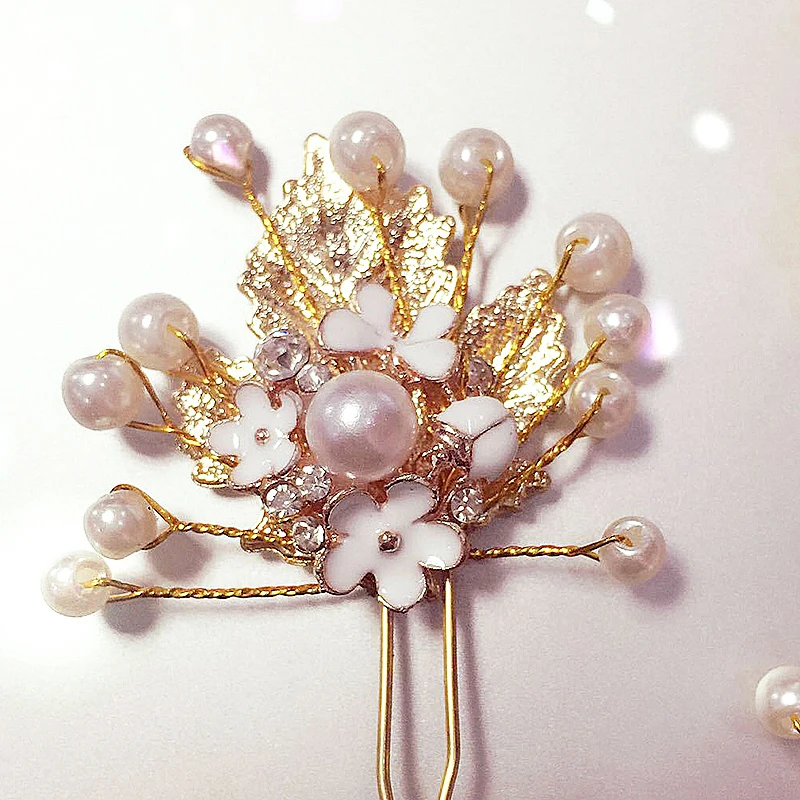 Новинка шпилька для волос из сплава металлов гладкая эмалированная белая