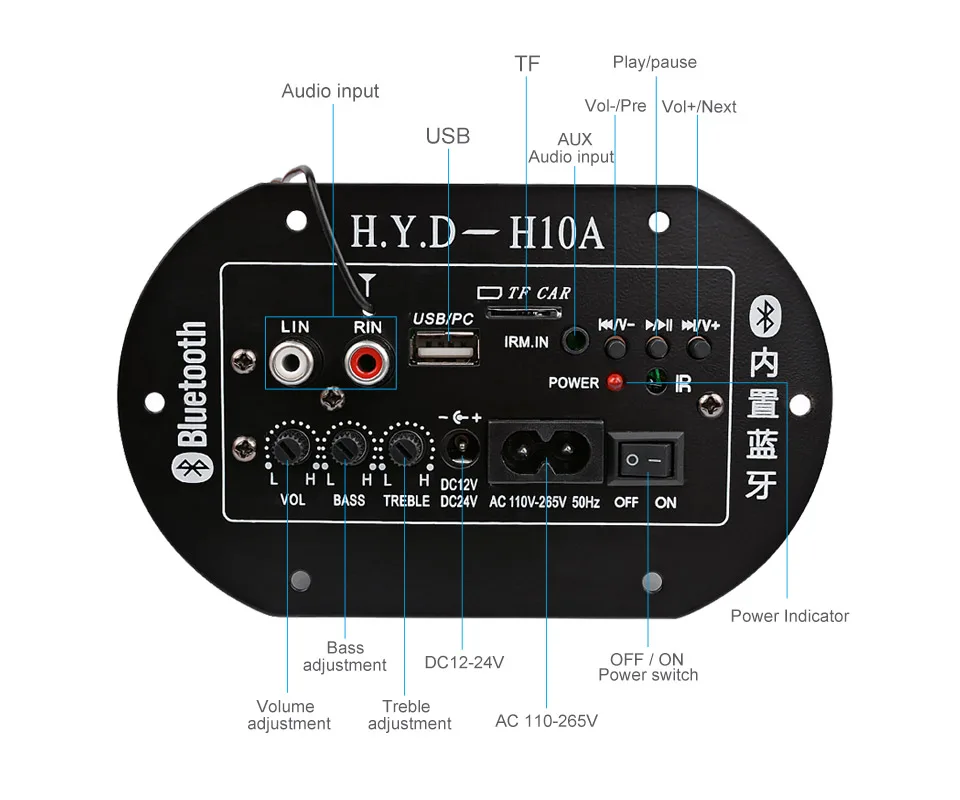 AIYIMA усилители аудио Плата Amplificador сабвуфер усилитель плата Встроенный Bluetooth fm-радио 220 в 12 В 24 в цифровой IC трубки