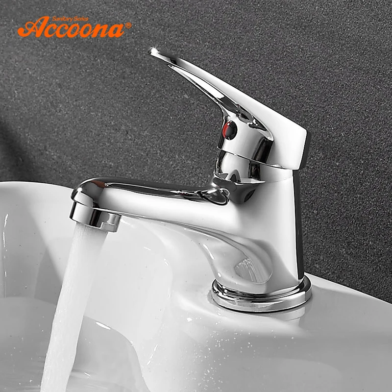 

Accoona Small Basin Faucet Tap Mixer Finish Brass Vessel Stylish Sink Water Chrome Basin Faucets Modern Waterfall Faucets