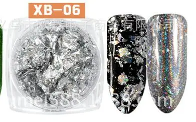 0,2 г/кор. DIY нерегулярные пигментные блестки ногтей хлопья блестки порошок «Волшебное зеркало» блестки золотой и серебряный цвета украшения ногтей - Цвет: XB06