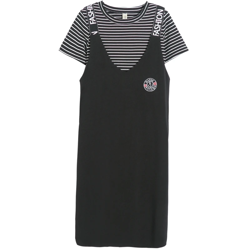 

2019 New Summer Women Fashion Dress Casual T shirt Short Sleeve + Dress Women Two Pieces Set Dress Set 6205