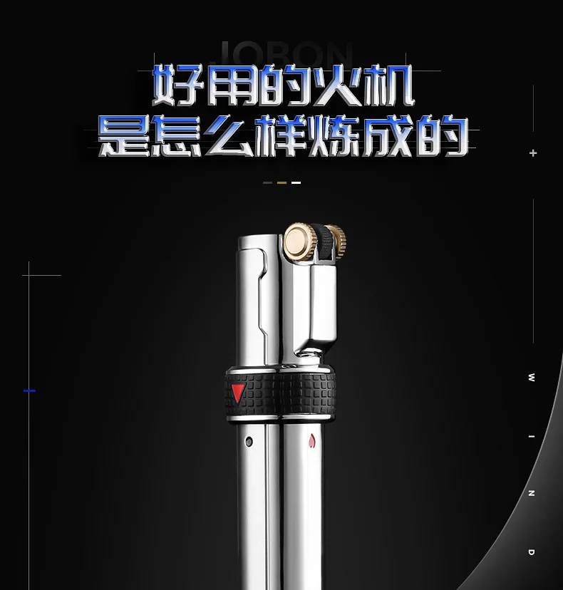 Новинка, ветрозащитная металлическая зажигалка для сигарет, газовая зажигалка, фонарь для сигарет, турбо Джет, 1300 C, Бутановая Зажигалка, длинная полоска