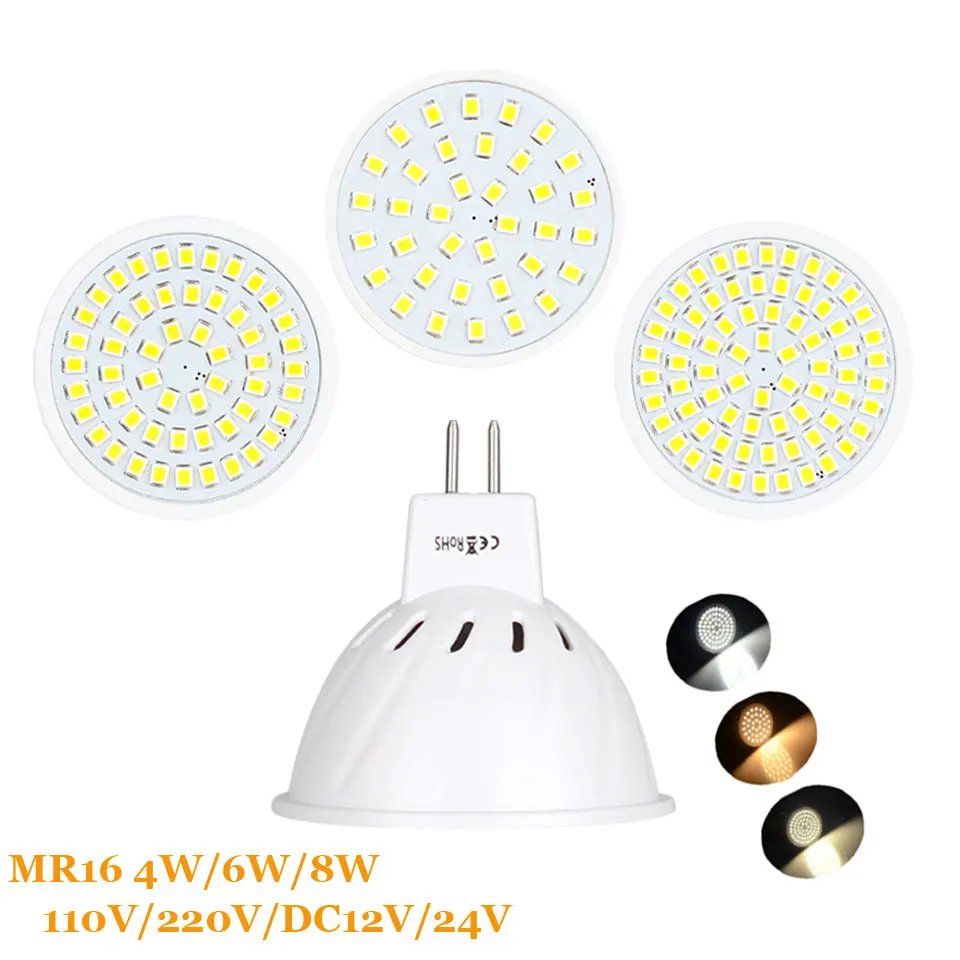 4W 6W 8W MR16 DC 12V 24V LED Bulbs Light SMD 2835 Led Spotlights Warm / Cool White / White MR 16 220V LED Lamp For Home High