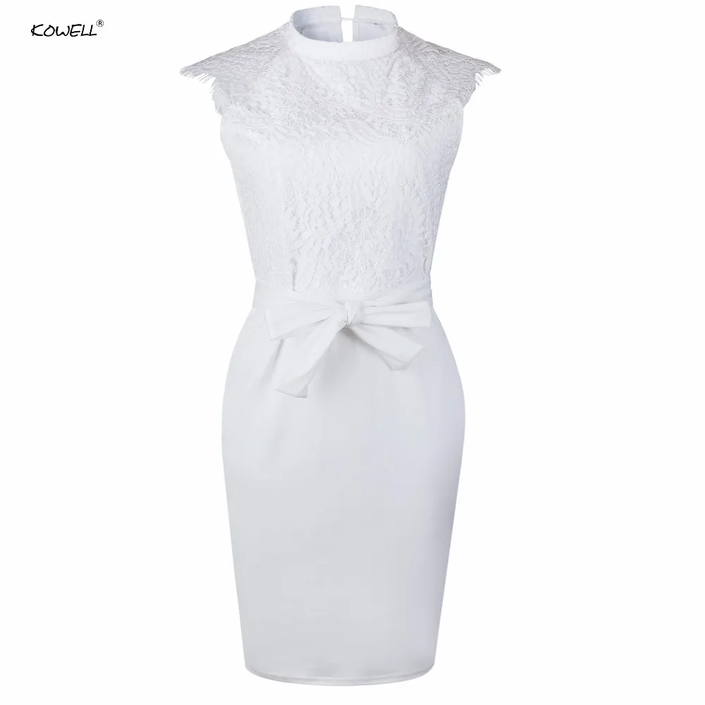Женское Кружевное облегающее платье Элегантное Белое Платье До Колена в