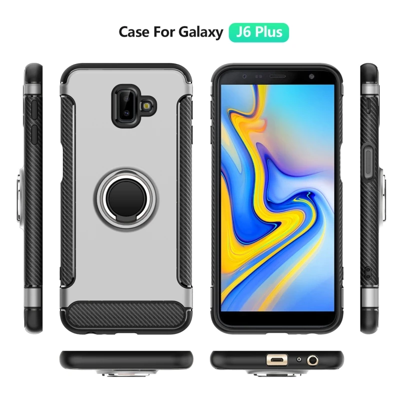 J6 Plus чехол для Samsung Galaxy J610F SM ударопрочный с держателем кольца пальца задняя