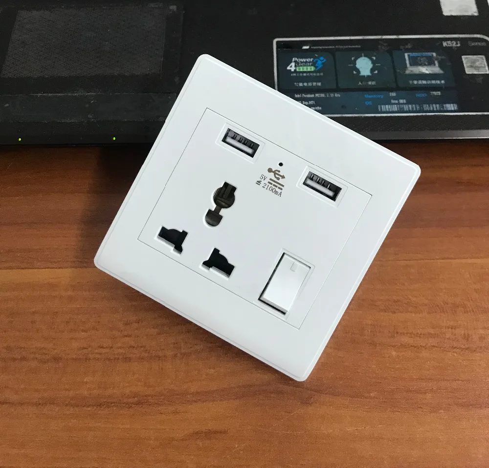 Новинка на 2 портный Dual USB настенная розетка UK AU с выключателем Питание пластина
