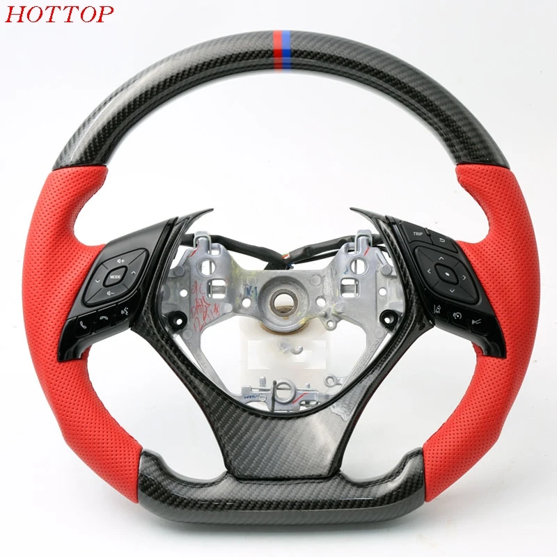 steering wheel RED FOR Toyota C-HR CHR C HR Carbon Fiber Steering Wheel D Type - Цвет: steering wheel RED