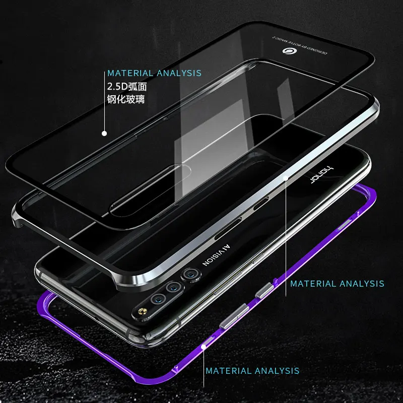 Магнитный металлический бампер стеклянный чехол для huawei mate 20Pro 20 облегченное