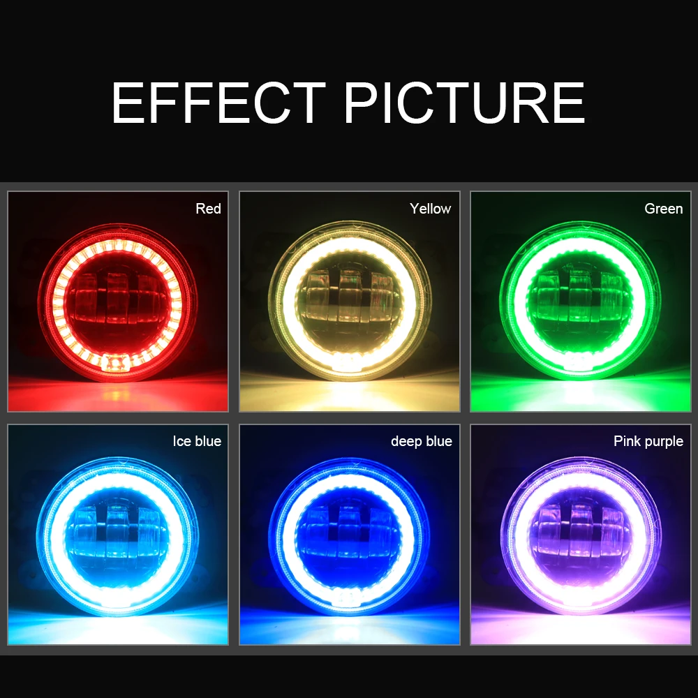 EURS 2 шт. 4 дюйма круглые светодиодные противотуманные фары 30 Вт 6000K RGB гало кольца