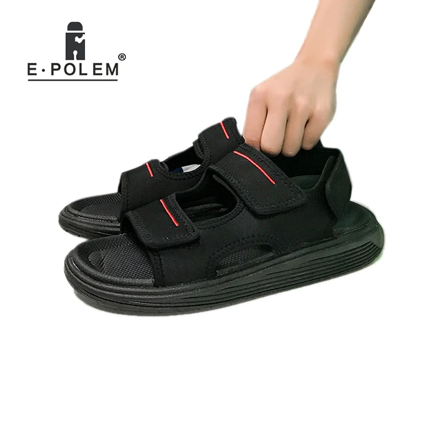 

Fashion Summer Men Sandals Hook&loop Men's Summer Shoes 2018 Fashion Waterproof Casual Beach Shoes Size:39-44 Black