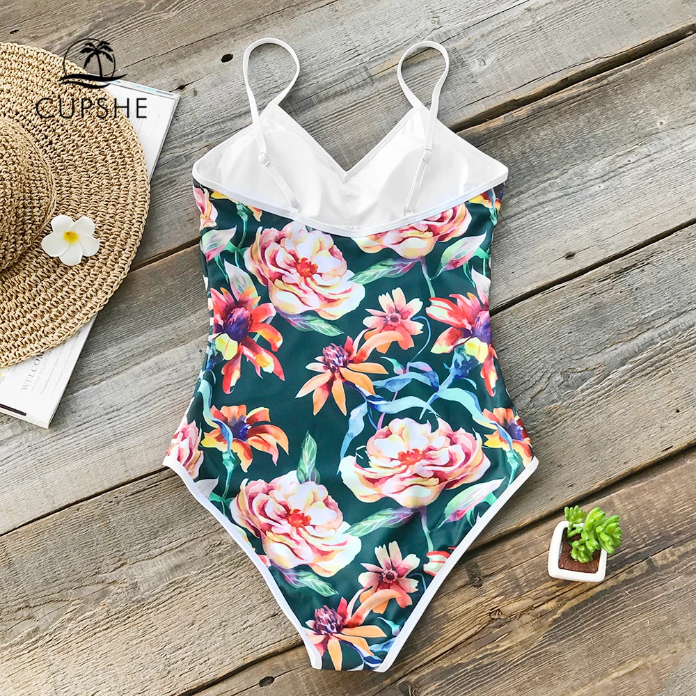 Купальник CUPSHE Женский тропический с цветочным принтом треугольным вырезом