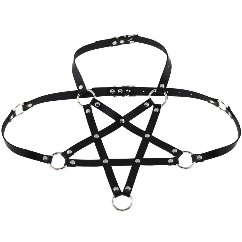 Black KMVEXO, сексуальный хараджаку, аниме, для мужчин, т, кожа, для тела, ремни, ожерелье для женщин, для мужчин, готический бюстгальтер, лето, бохо, вечерние, ювелирное изделие, подарок - Окраска металла: Black