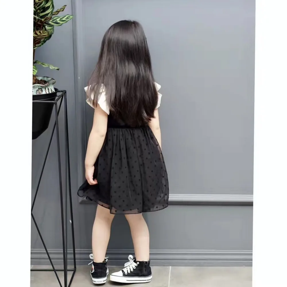 Летнее платье для девочек Платья принцессы малышей Платье черного цвета с