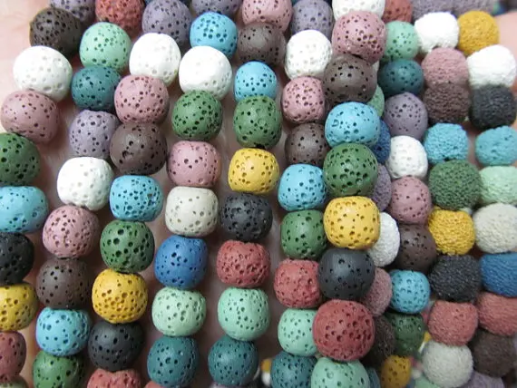 

5strands 8 10 12 14 16 20mm lava beads Volcanic gorgeous Round Ball black white purle blue red yellow oranger mixed jewelry Bead