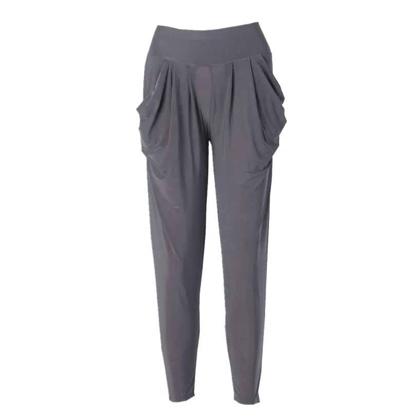 Женские повседневные свободные брюки однотонные хлопковые с эластичной