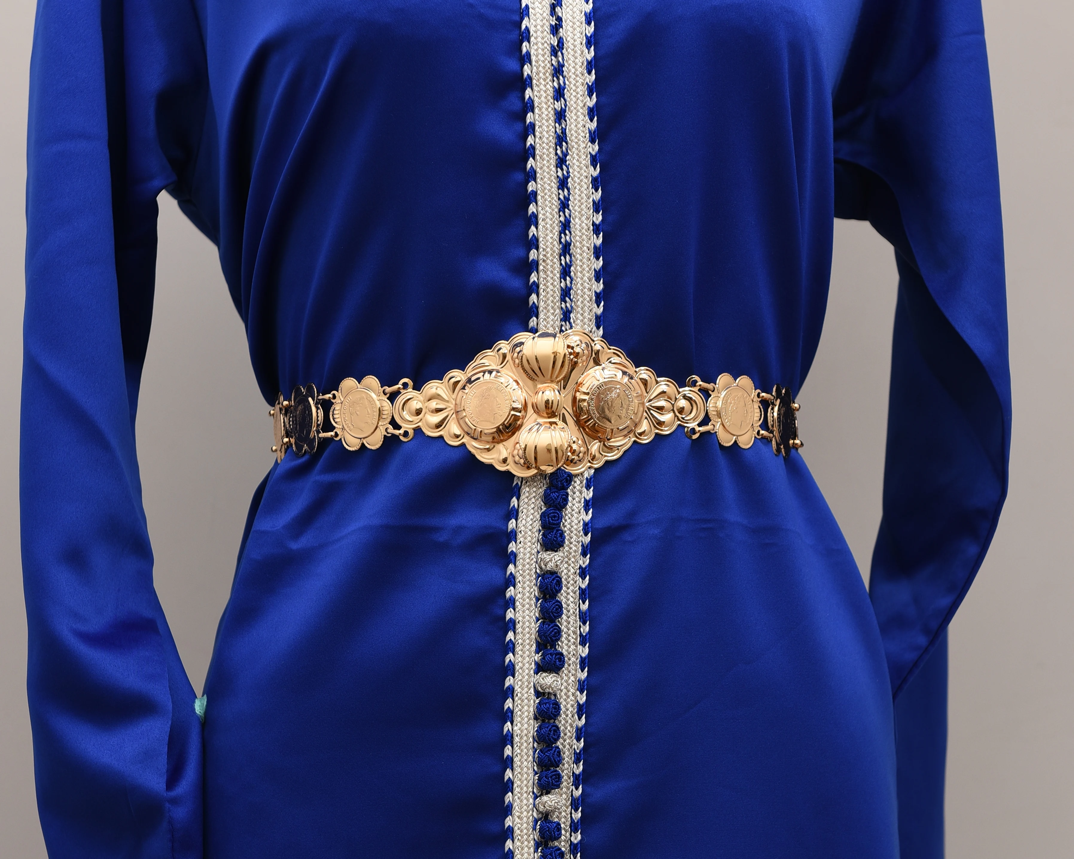 Бесплатная доставка марокканский кафтан Свадебный Золотой медный металлический