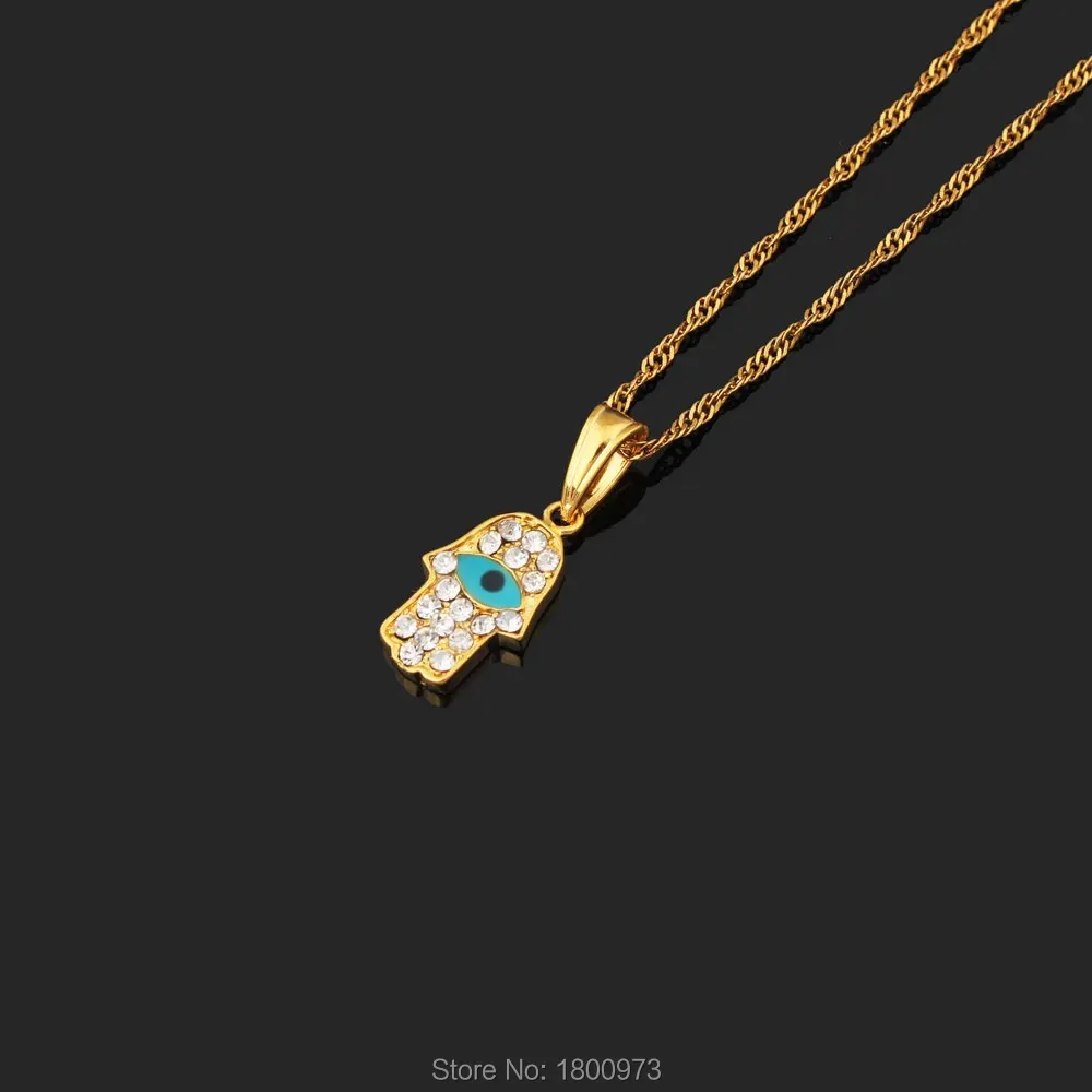 Ручной кулон Hamsa ожерелья для женщин. Золотые турецкие глаза злых глаз
