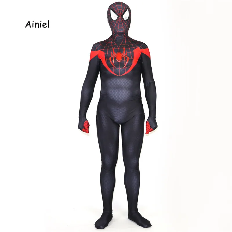 Ainiel черный костюм Человека-паука 3D принт лайкра спандекс Zentai Хэллоуин косплей полный тело костюм паука человек супергерой костюм