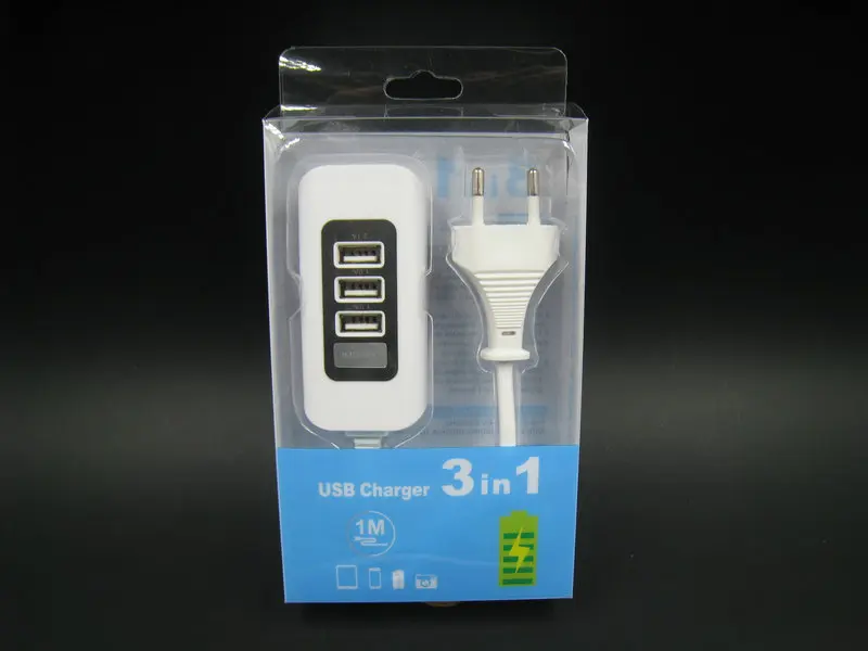 Портативное высокоскоростное быстрое зарядное устройство с 3 USB-портами адаптер