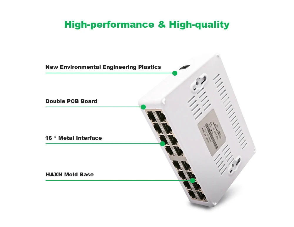 Профессиональный 16 Порты сетевой коммутатор Fast Ethernet LAN RJ45 Vlan коммутатор 10/100 Мбит/с usb хаб для настольных ПК с EU/адаптер для розеток американского стандарта