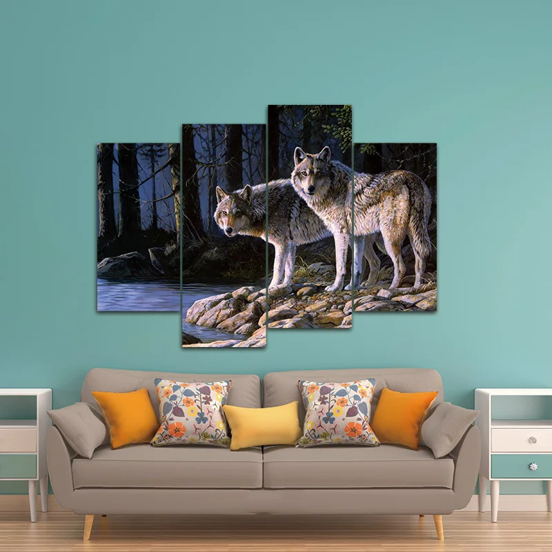 Картина на холсте художественная стена принт волка постер животных две картина с