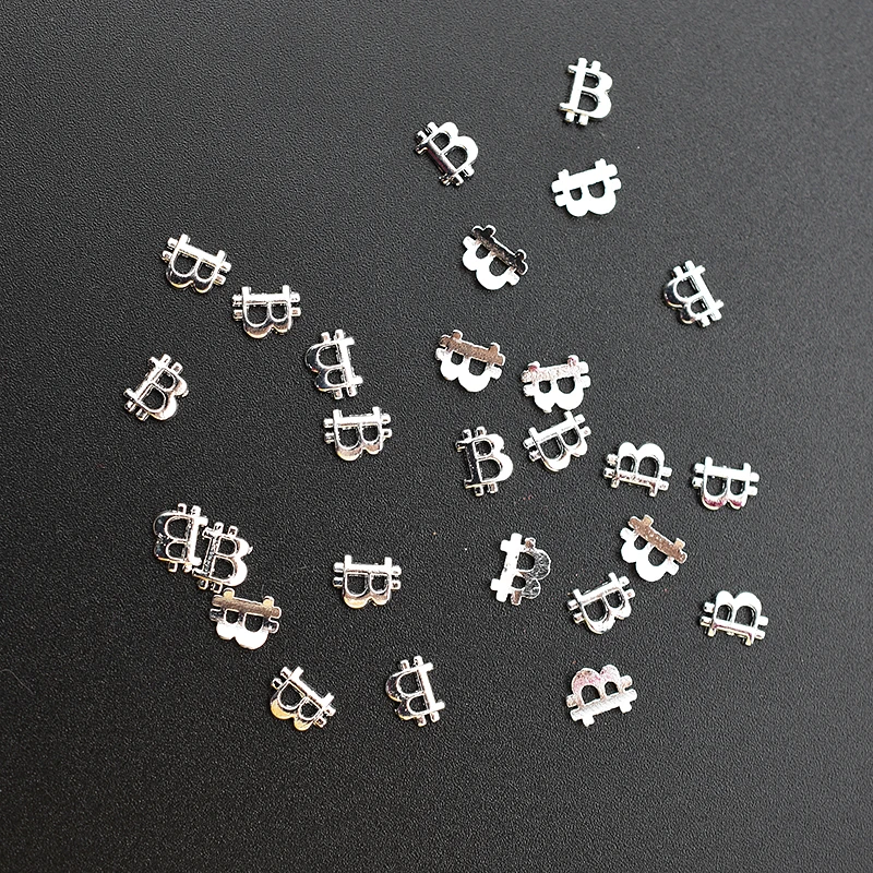 Серебряная Биткоин-бит для украшения ногтей металл 50 шт. | Красота и здоровье