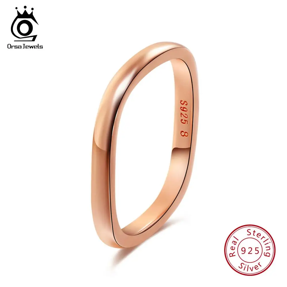 Rose Gold ORSA JEWELS, 2 цвета, настоящее 925 пробы, Серебряное свадебное кольцо, Классический круглый перстень, женское свадебное обручальное ювелирное изделие, подарок ASR49 - Цвет камня: Rose Gold