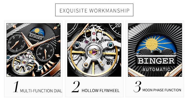 Switzerland BINGER автоматические механические часы Tourbillion мужские часы лучший бренд класса люкс Натуральная кожа водонепроницаемые часы relogio