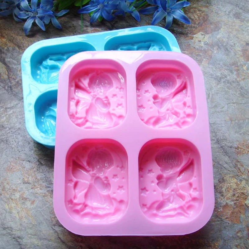 Форма для мыла в виде ангелов из пищевого силикона с 4 отверстиями инструмент
