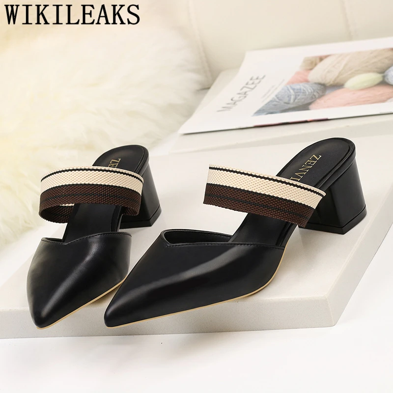 Мюли женская обувь на высоком каблуке сандалии женские толстом пикантные