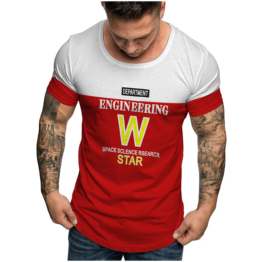 Мужская Повседневная Удобная футболка с коротким рукавом и принтом летняя