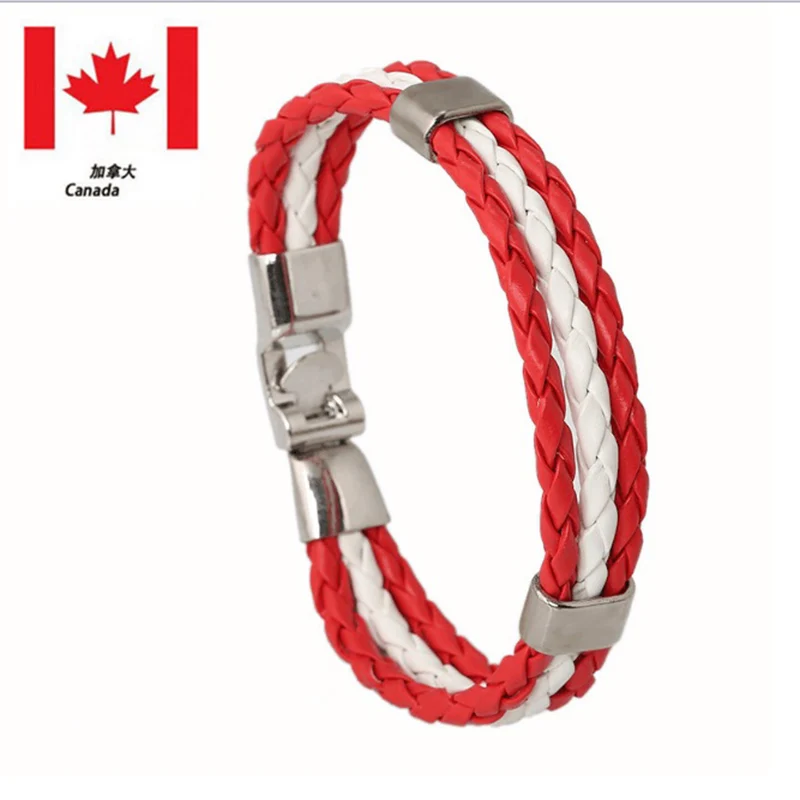 2018 мода Россия Испания Франция Бразилия Флаг Германии кожаный команды браслеты