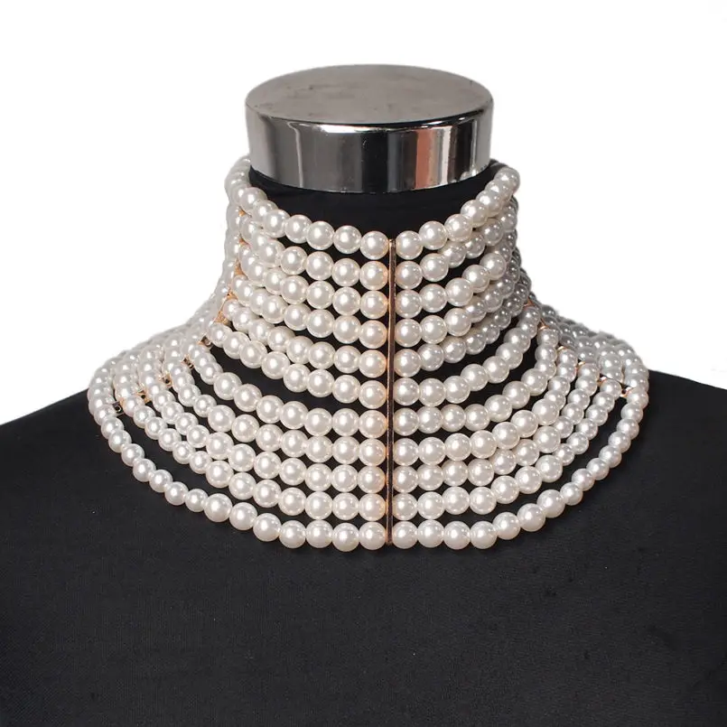 CE4910 white MANILAI, имитация жемчуга, массивное ожерелье-воротник, многослойные подвески, ожерелья для женщин, преувеличенная сексуальная цепь для тела, ювелирные изделия - Окраска металла: CE4910 white