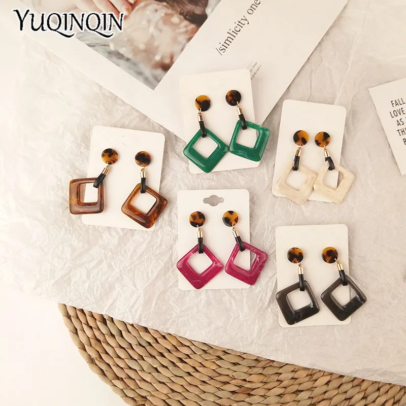 Винтажные висячие модные ацетатные полимерные серьги для женщин длинные большие