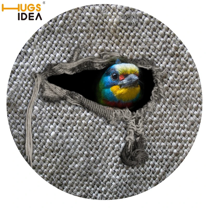 HUGSIDEA 60*60 см Круглый Ковер 3D милый Кот Сова Печать серые тканые ковры Нескользящая