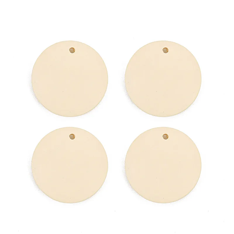 Beige SAUVOO 30 шт/20/25/30 мм Dia плоские круглые деревянные бусины 1,5 мм Прямые рваные свободные деревянные бусины-спейсеры для браслет "сделай сам" для изготовления ювелирных изделий - Цвет: Beige