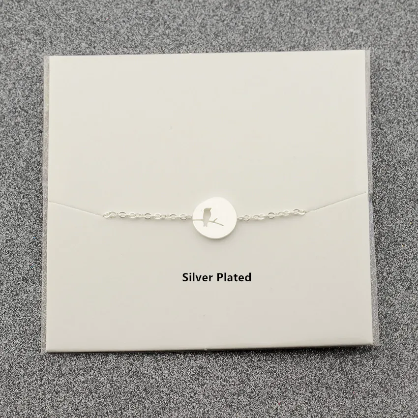 Женский браслет из нержавеющей стали с подвеской Птица на ветке|pulseira masculina|stainless