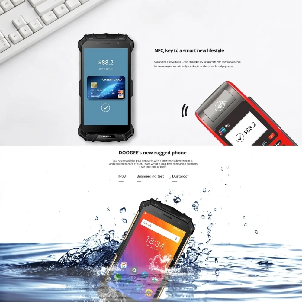 IP68 DOOGEE S60 Беспроводная зарядка 5580 мАч 12V2A Быстрая 5 2 'ɿHD Helio P25 восьмиядерный